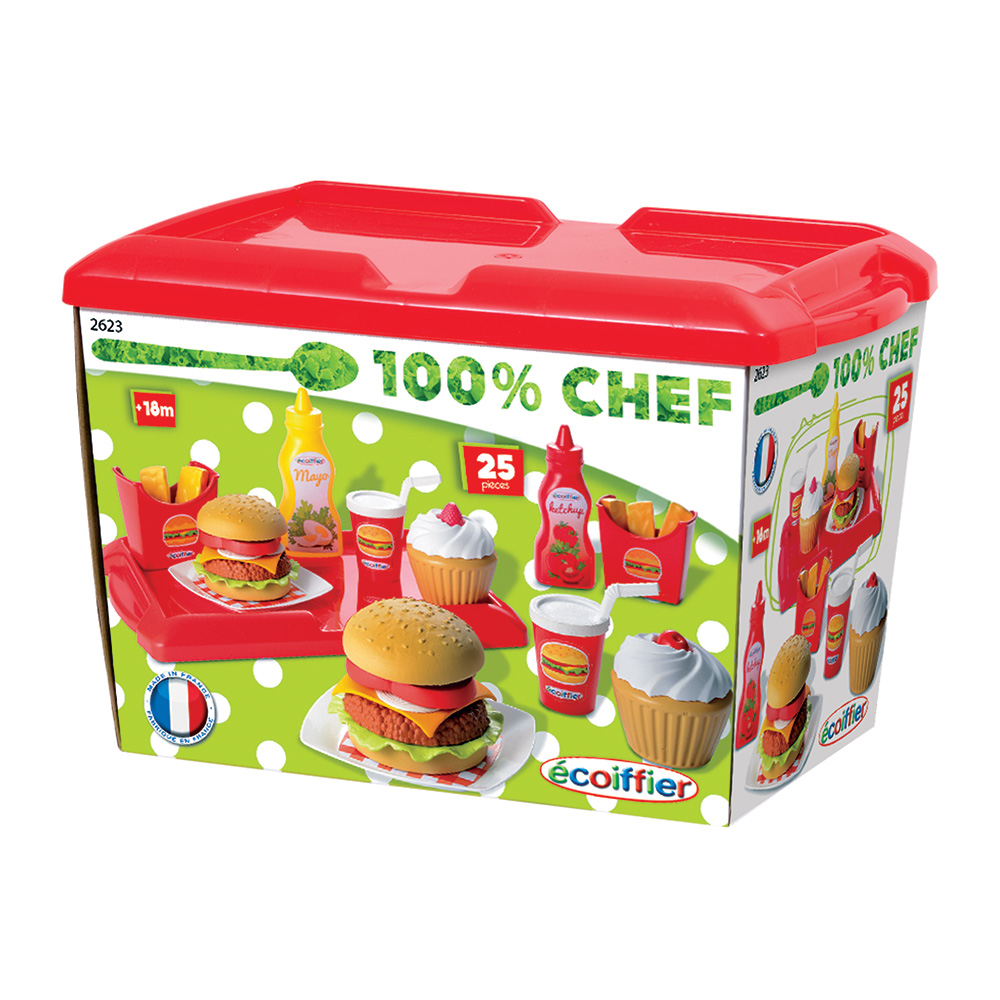 Ecoiffier 100% Chef Hamburgerset, 25dlg.