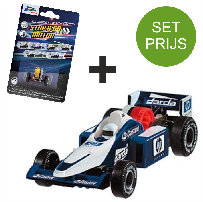 Darda Racebaan Auto Formule 1 Blauw +Extra Stop En Go Motor