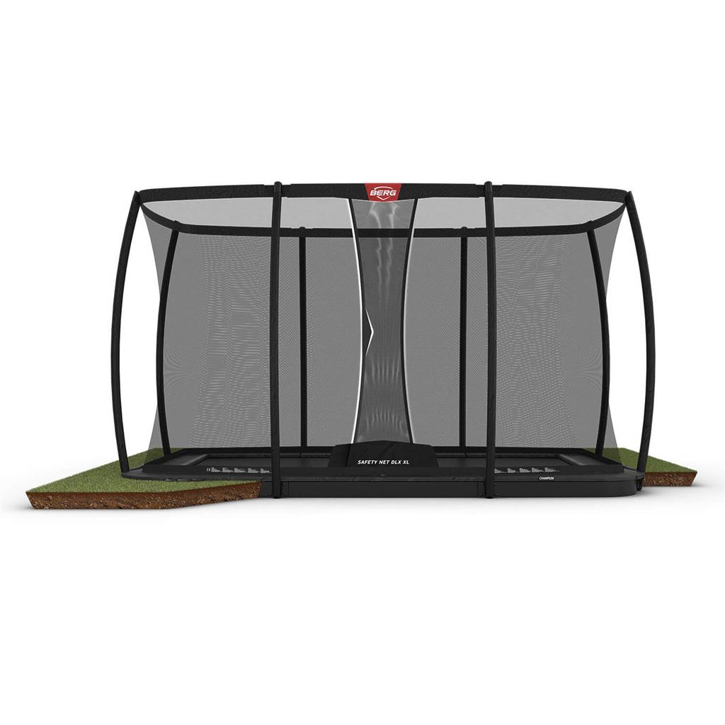 BERG Ultim Rechthoek Champion FlatGround 410X250 Grijs+ Safety Net DLX XL