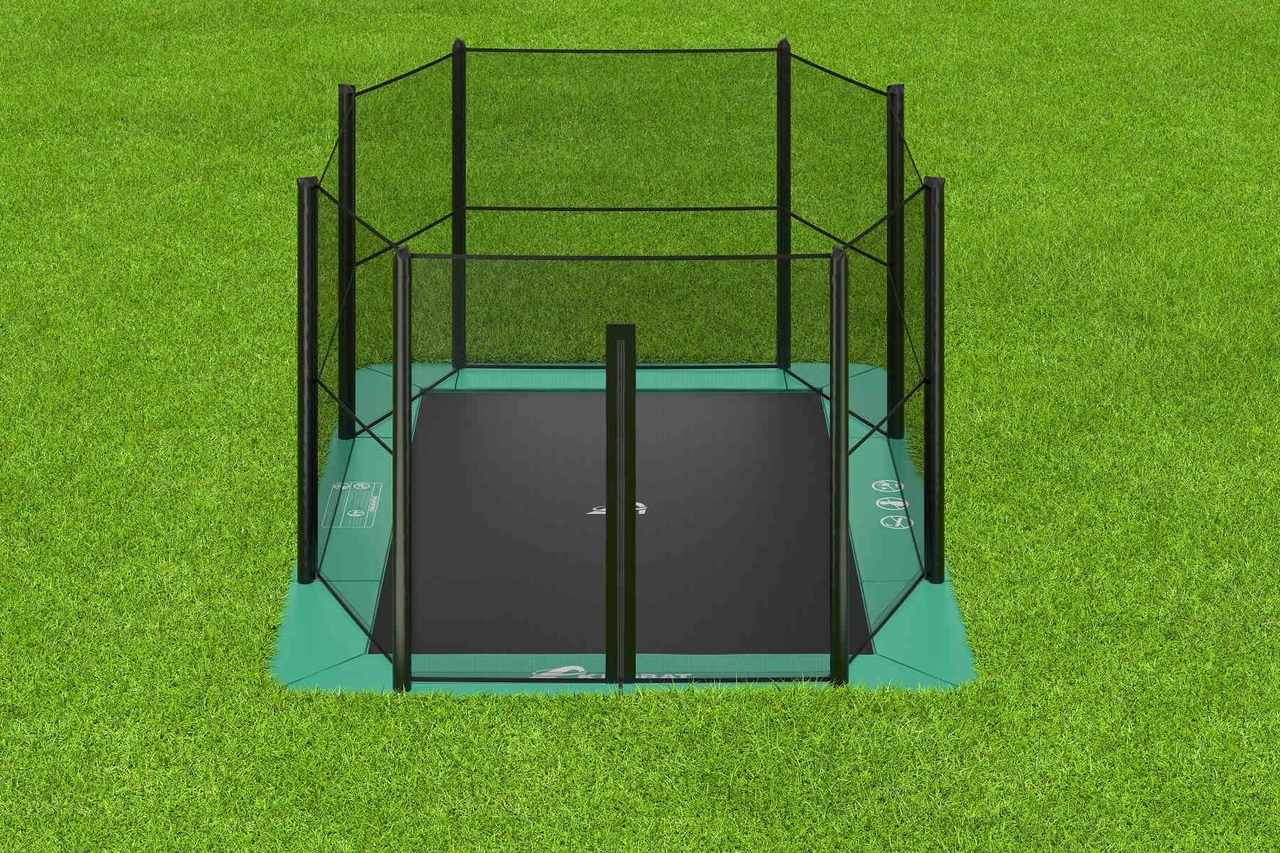 Trampoline Akrobat Orbit Flat to the ground Trampoline 380x250 Groen, incl. veiligheidsnet