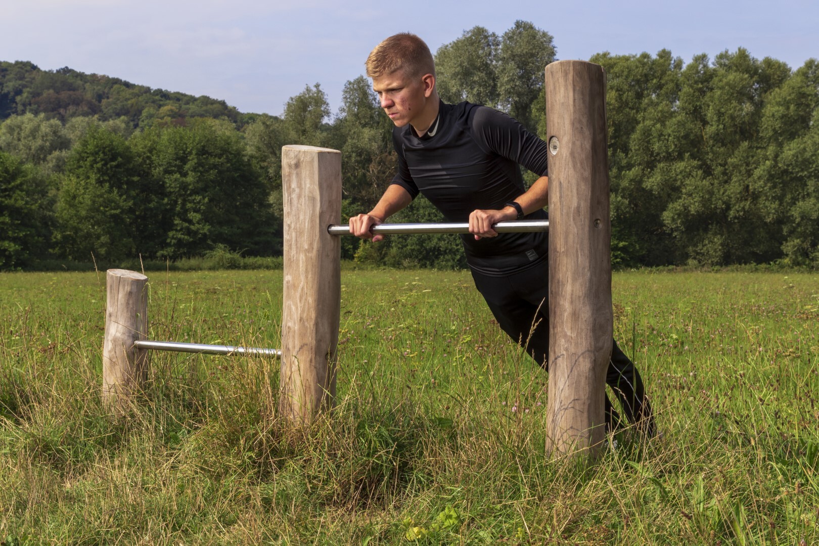 Robinia Push-Up Bar voor openbaar gebruik 200cm x 30cm