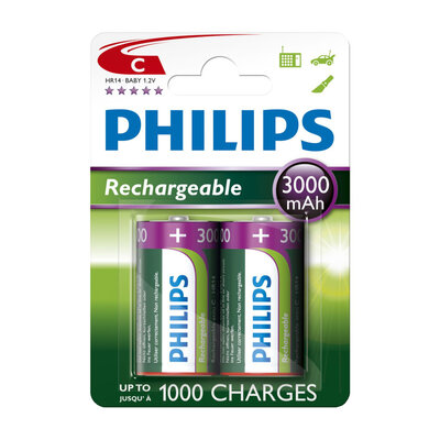 Oplaadbare Batterijen Philips Rechargeable NimH C/HR14 3000m