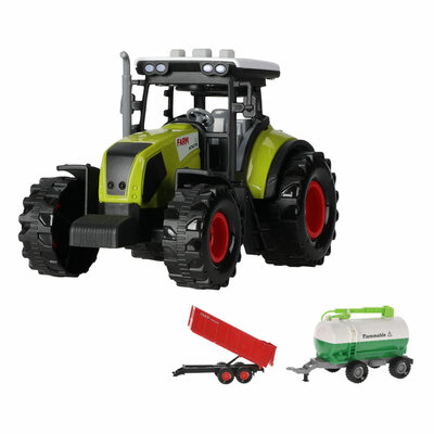 Tractor Kiepwagen met Twee Aanhangers