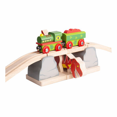 Bigjigs Houten Rails Barstende Brug T-Rex Dino, 7dlg.