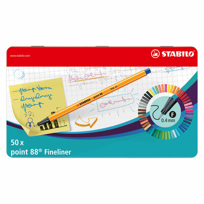 STABILO point 88 Metalen Doos Fineliners, 50st.