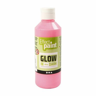 Glow in the Dark Verf - Lichtrood, 250ml