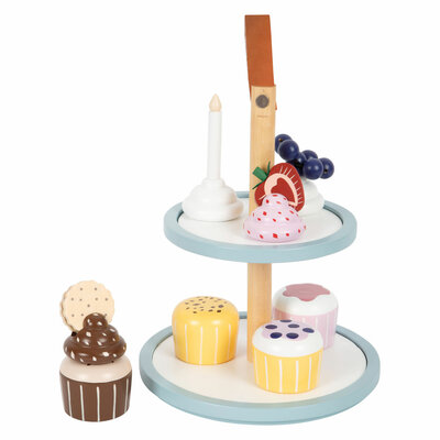 Small Foot - Houten Speeleten Etagere met Cupcakes, 13dlg.