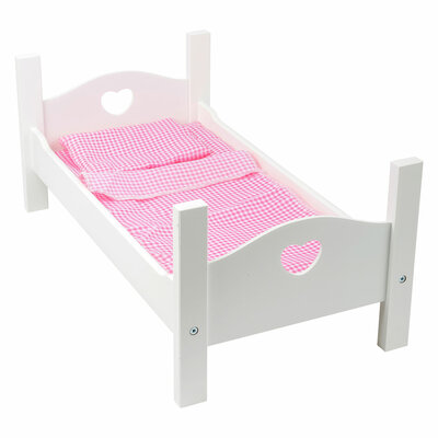 Small Foot - Houten Poppenbed Wit met Beddengoed, 4dlg.