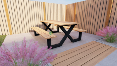 Houten Picknicktafel Model X 500cm