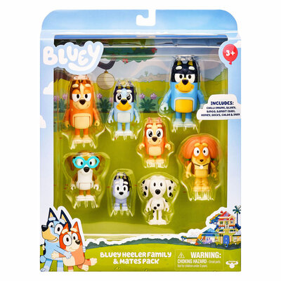 Bluey Speelfiguren Familie & Vrienden, 8st.