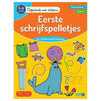 Oefenboek met Stickers - Eerste Schrijfspelletjes (5-6 jaar)