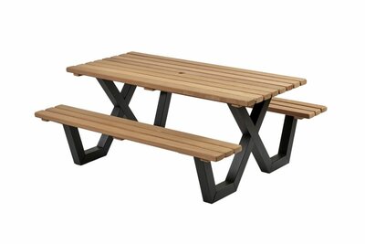 Picknicktafel hardhout, metalen frame, 180x160cm