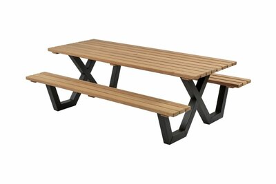 Picknicktafel hardhout, metalen frame, 230x160cm