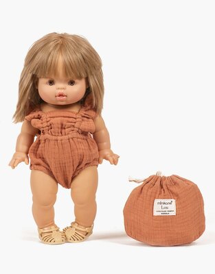 Minikane Lou romper cognac voor Gordi poppen van 34 cm