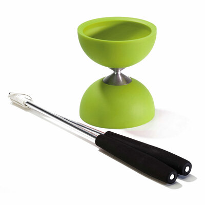 Rubber Diabolo met Aluminium Stokken - Groen