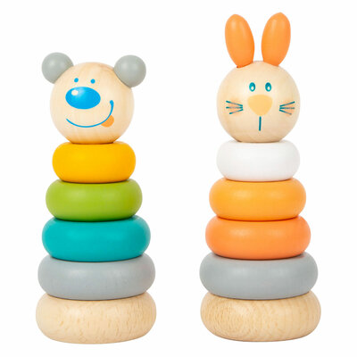 Small Foot - Houten Stapeltoren Dier Pastel, 6dlg.