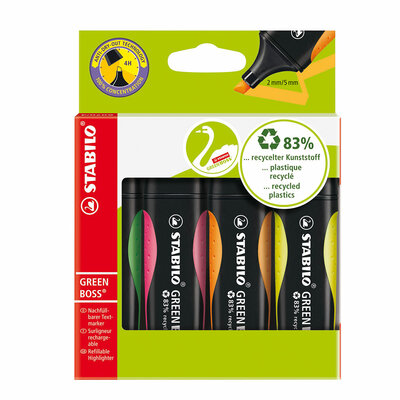 STABILO GREEN BOSS - Markeerstift - Set Met 4 Stuks