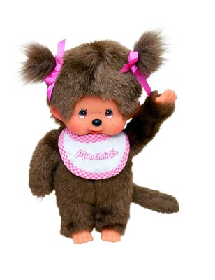 Monchhichi Meisje met slab roze (20cm)