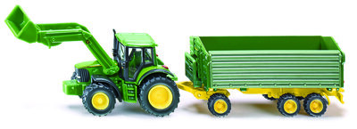 Siku tractor John Deere met aanhanger 1:87