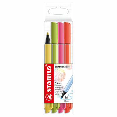 STABILO pointMax Pastel  - Hardtip Fineliner - Set Met 4 Stuks