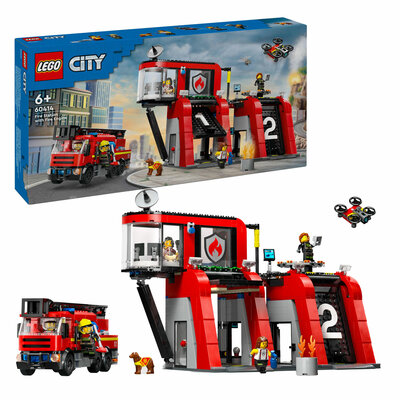 LEGO City 60414 Brandweerkazerne en Brandweerauto