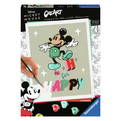 CreArt Schilderen op Nummer - H Is For Happy Mickey Mouse