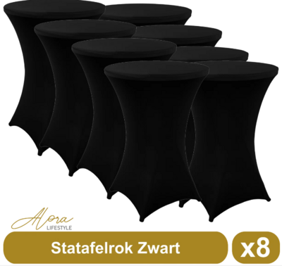 Statafelrok zwart 80 cm per 8