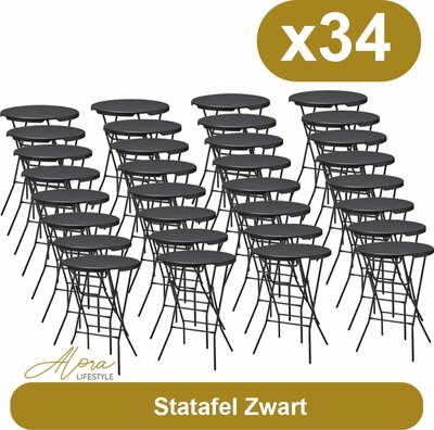 Statafel zwart 80 cm 34 stuks