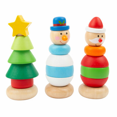 Small Foot - Houten Stapeltoren Kerstfiguur, per  stuk