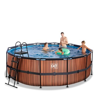 Zwembad Exit Frame Pool Afmeting 427X122Cm (12V Zandfilter) Timber Style