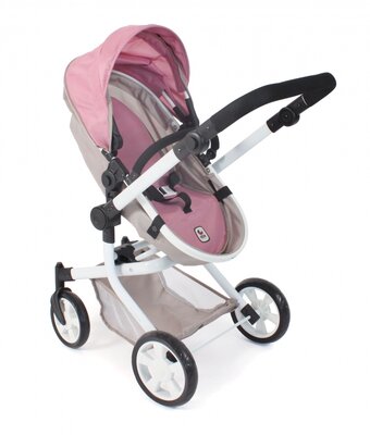 Poppenwagen Mika combi (roze/taupe/beer)