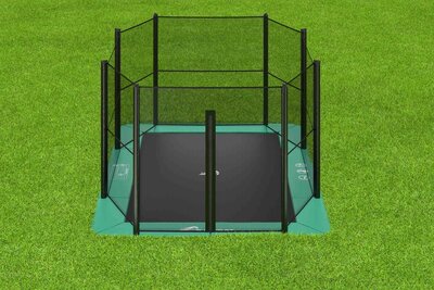 Trampoline Akrobat Orbit Flat to the ground Trampoline 380x250 Groen, incl. veiligheidsnet